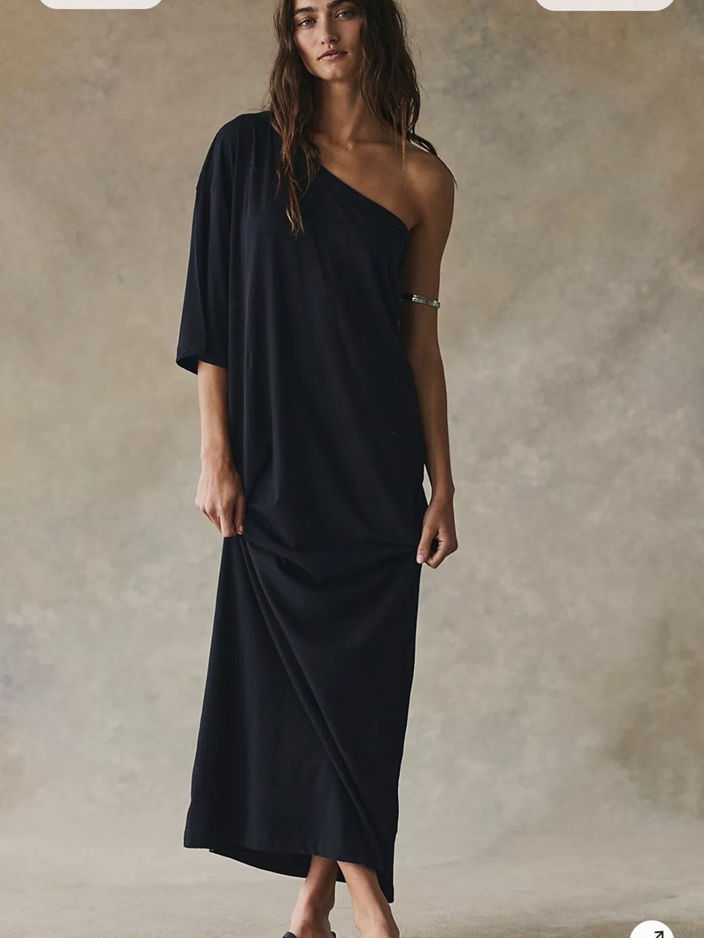 BNWT Free People 100% cotton One-Shoulder Black Maxi Dress